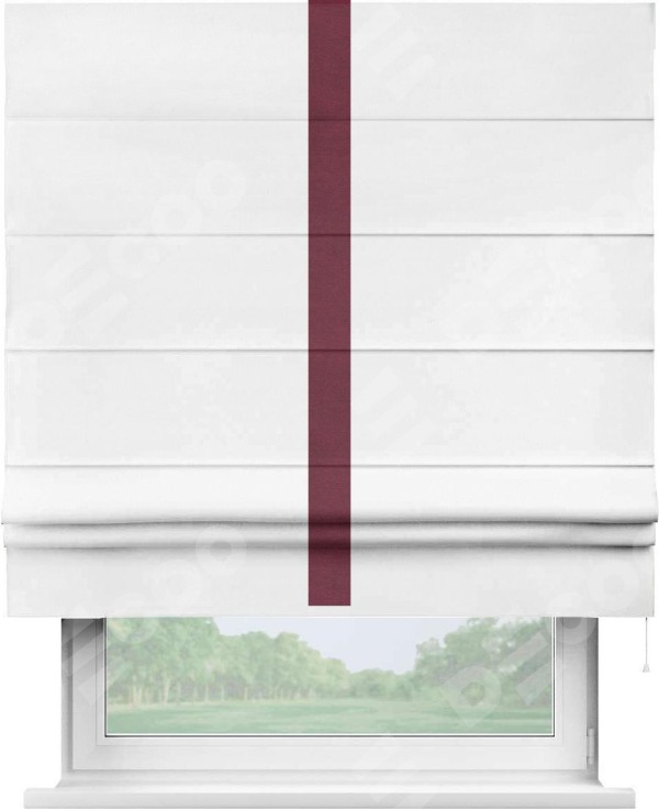 Римская штора «Кортин» с кантом Хайвэй, для проема, ткань вельвет белый
