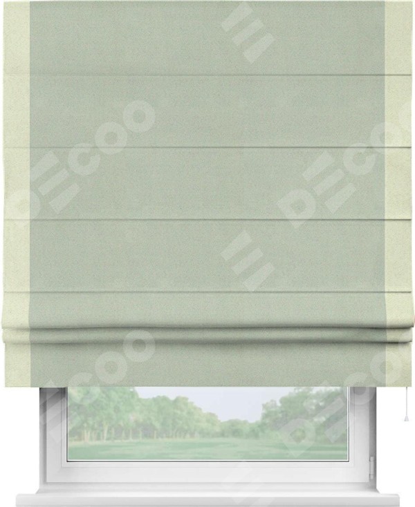 Римская штора «Кортин» с кантом Стрим Дуо, для проема, ткань блэкаут однотонный светло-серый