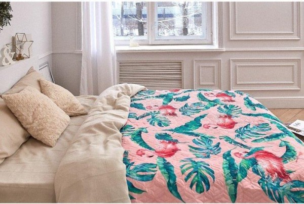 Покрывало "Этель" 2 сп Tropical flamingo, 175*210±2 см, микрофибра