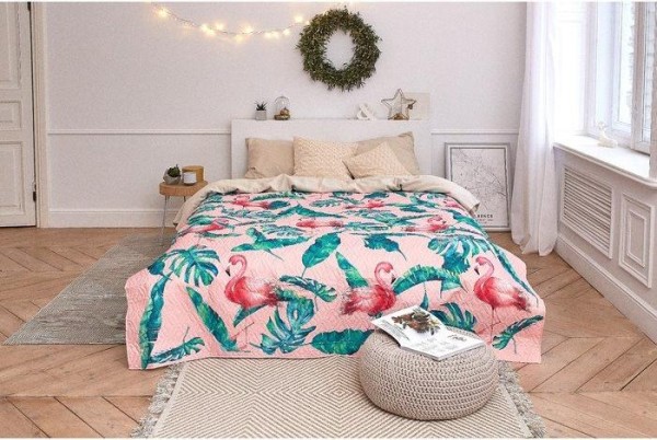 Покрывало "Этель" 1,5 сп Tropical flamingo, 140*210±2 см, микрофибра