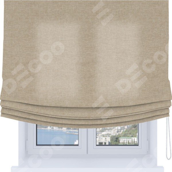Римская штора Soft с мягкими складками, ткань лён кашемир бежевый