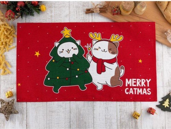 Полотенце "Доляна" Merry catmas 35х60 см,100% хлопок 160 г/м2