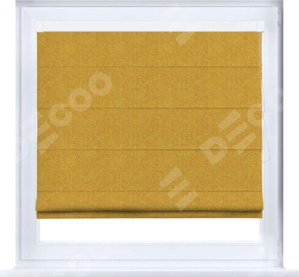 Римская штора «Кортин» кассетная, ткань твид блэкаут, медово-желтый