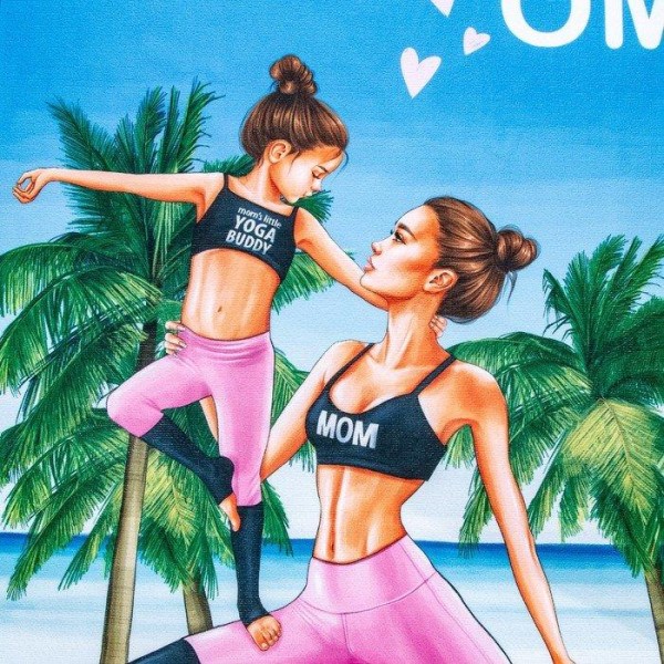 Полотенце пляжное в сумке Этель «Yoga mom» 70х140 см, микрофибра